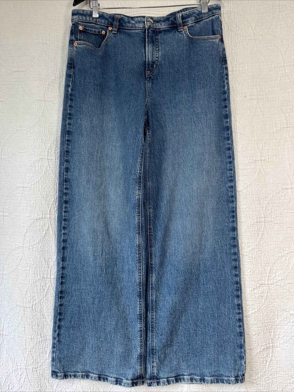 Wide Leg Denim Jeans Womens Size 29 R Jeans Brand Fits 34x30 Stretch Cotton Pant